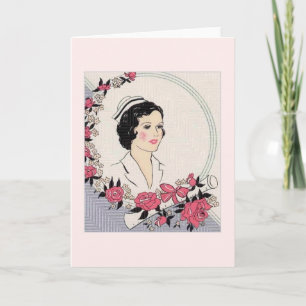 Vintage Krankenpflege-Abschluss-Karte oder Ankündigung