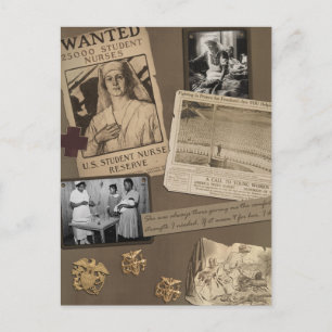 Vintage Krankenpflege - Krankenpflegebuch Postkart Postkarte