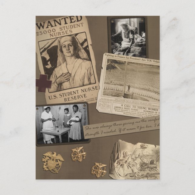 Vintage Krankenpflege - Krankenpflegebuch Postkart Postkarte (Vorderseite)