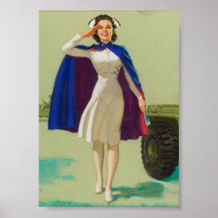 Vintage Krankenschwester aus dem Zweiten Weltkrieg Poster