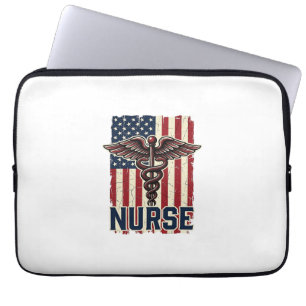 Vintage-Krankenschwester-Flagge Caduceus-Rückendes Laptopschutzhülle