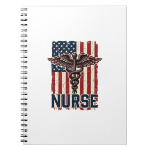 Vintage-Krankenschwester-Flagge Caduceus-Rückendes Notizblock
