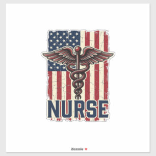 Vintage-Krankenschwester-Flagge Caduceus Rückseite Aufkleber