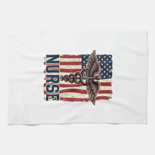 Vintage-Krankenschwester-Flagge Caduceus Rückseite Geschirrtuch