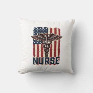 Vintage-Krankenschwester-Flagge Caduceus Rückseite Kissen