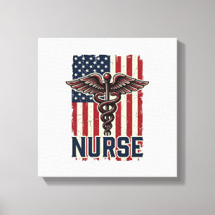 Vintage-Krankenschwester-Flagge Caduceus Rückseite Leinwanddruck