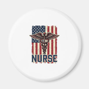 Vintage-Krankenschwester-Flagge Caduceus Rückseite Magnet