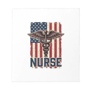 Vintage-Krankenschwester-Flagge Caduceus Rückseite Notizblock