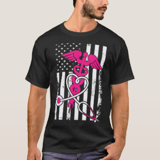 Vintage-Krankenschwester-Flagge Pflege Amerikanisc T-Shirt