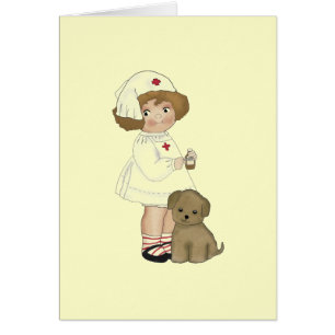 Vintage Krankenschwester mit Welpen-T - Shirts und