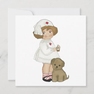 Vintage Krankenschwester mit Welpen-T - Shirts und