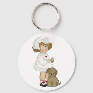 Vintage Krankenschwester mit Welpen-T - Shirts und Schlüsselanhänger