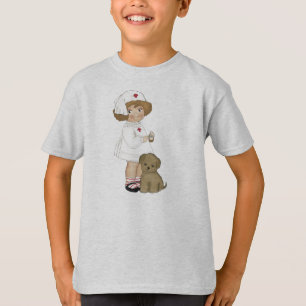 Vintage Krankenschwester mit Welpen-T-Shirts und T-Shirt