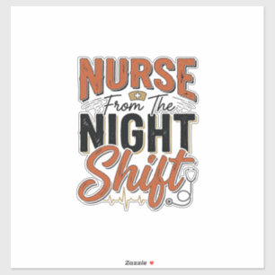 Vintage-Krankenschwester-Nachtschicht-Shirt-Design Aufkleber