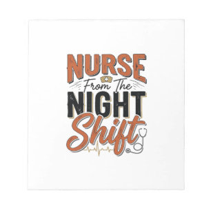 Vintage-Krankenschwester-Nachtschicht-Shirt-Design Notizblock
