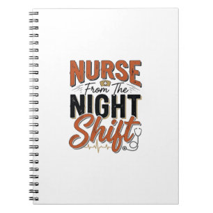 Vintage-Krankenschwester-Nachtschicht-Shirt-Design Notizblock