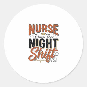 Vintage-Krankenschwester-Nachtschicht-Shirt-Design Runder Aufkleber