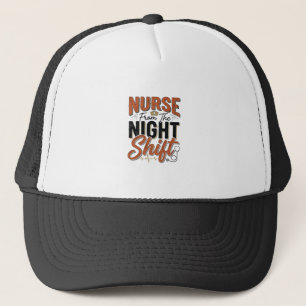 Vintage-Krankenschwester-Nachtschicht-Shirt-Design Truckerkappe