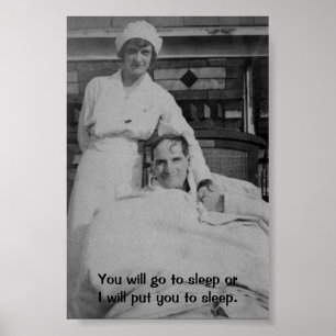Vintage Krankenschwester & Patientin - Sie schlafe Poster