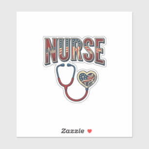 Vintage-Krankenschwester-patriotisches-Stethoskop- Aufkleber