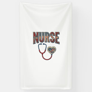 Vintage-Krankenschwester-Patriotisches-Stethoskop- Banner