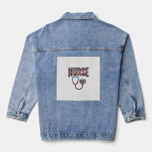Vintage-Krankenschwester-Patriotisches-Stethoskop- Jeansjacke