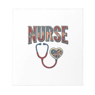 Vintage-Krankenschwester-Patriotisches-Stethoskop- Notizblock