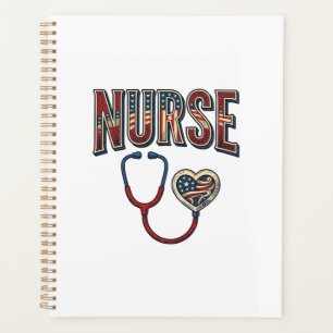 Vintage-Krankenschwester-Patriotisches-Stethoskop- Planer