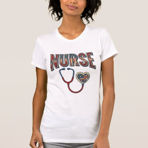 Vintage-Krankenschwester-patriotisches-Stethoskop- T-Shirt