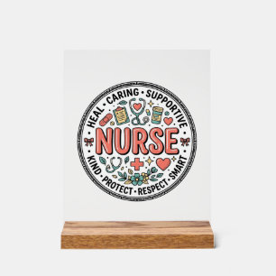 Vintage-Krankenschwester-Schätzung Blumen-Medizin- Acrylschild
