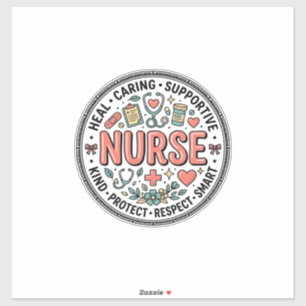 Vintage-Krankenschwester-Schätzung Blumen-Medizin- Aufkleber