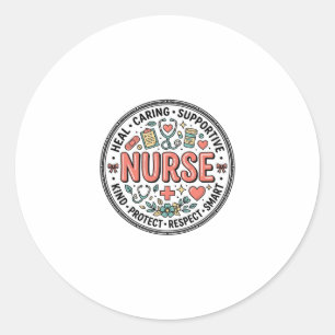 Vintage-Krankenschwester-Schätzung Blumen-Medizin- Runder Aufkleber