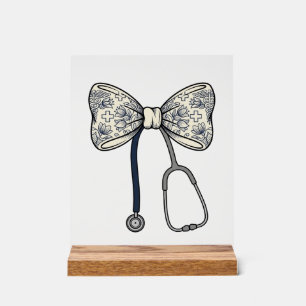 Vintage-Krankenschwester-Schleife Stethoskop Flora Acrylschild