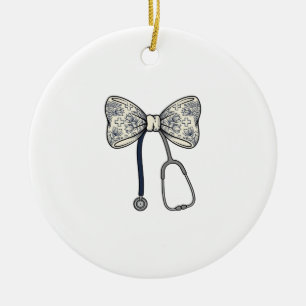 Vintage-Krankenschwester-Schleife Stethoskop Flora Keramik Ornament