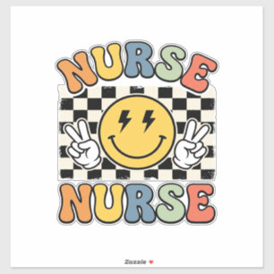 Vintage-Krankenschwester Smiley Karo Hemd Design_1 Aufkleber