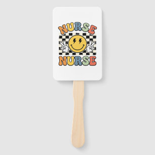 Vintage-Krankenschwester Smiley Karo Hemd Design_1 Fächer