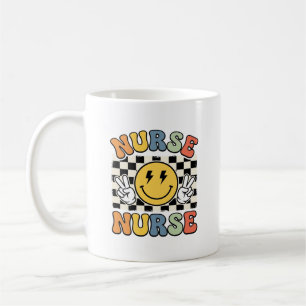 Vintage-Krankenschwester Smiley Karo Hemd Design_1 Kaffeetasse