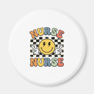 Vintage-Krankenschwester Smiley Karo Hemd Design_1 Magnet