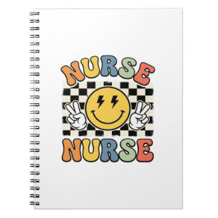 Vintage-Krankenschwester Smiley Karo Hemd Design_1 Notizblock