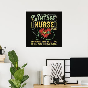 Vintage-Krankenschwester Substantiv Weiß Mehr Als Poster