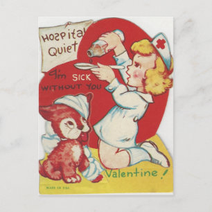 Vintage-Krankenschwester-Valentinstag Feiertagspostkarte