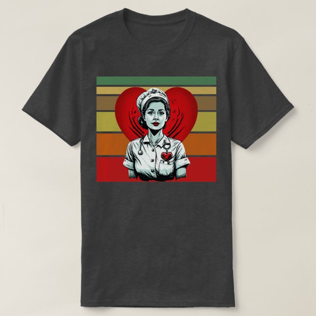 Vintage Krankenschwester Valentinstag Geschenk für T-Shirt (Design vorne)