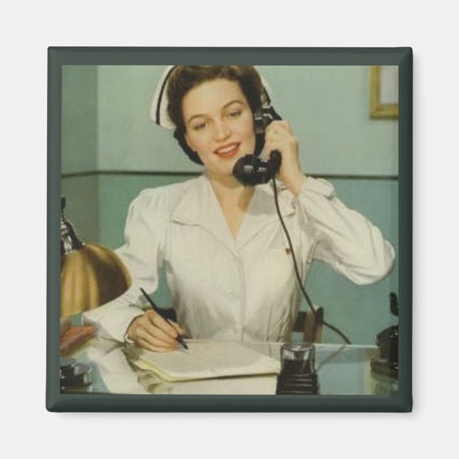 Vintage Krankenversicherung am Telefon Magnet (Vorne)