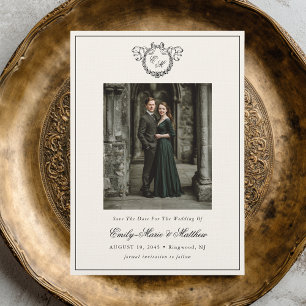 Vintage Kranz Monogram Elegante Hochzeitsfotografi Save The Date