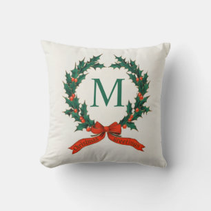 Vintage Kranz und Initiale Weihnachts-Kissen-Dekor Kissen