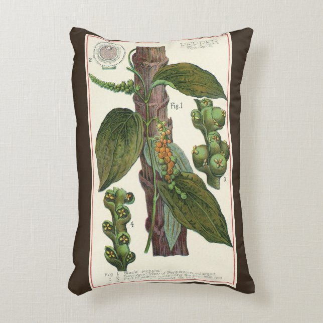 Vintage Kräuter Gewürze, Pflanze Black Pepper Dekokissen (Vorderseite(Vertikal))