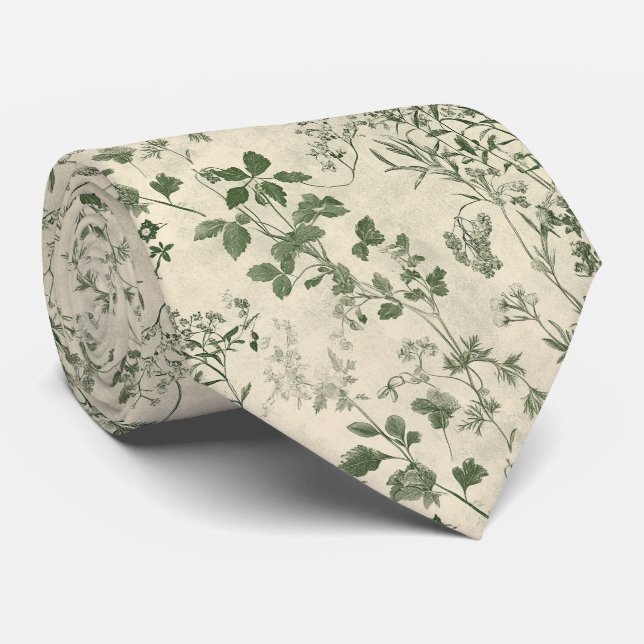 Vintage Kräutergarten Botanische Wildblume Hochzei Krawatte (Gerollt)