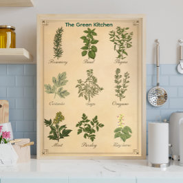 Vintage-Kräuterkarte Botanischer Küchenposter Poster