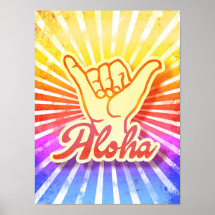 Vintage Krawatte Dye Aloha Hang Loose Shaka Hand Poster