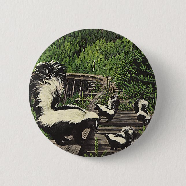 Vintage Kreaturen, Wildtiere und Waldtiere Button (Vorderseite)